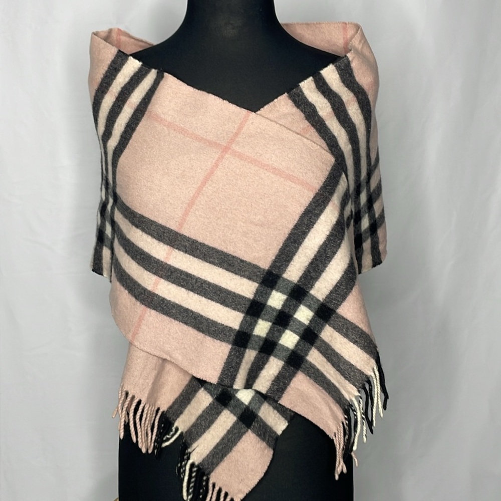 Burberry 100% Cashmere Pink Scarf Shawl Wrap